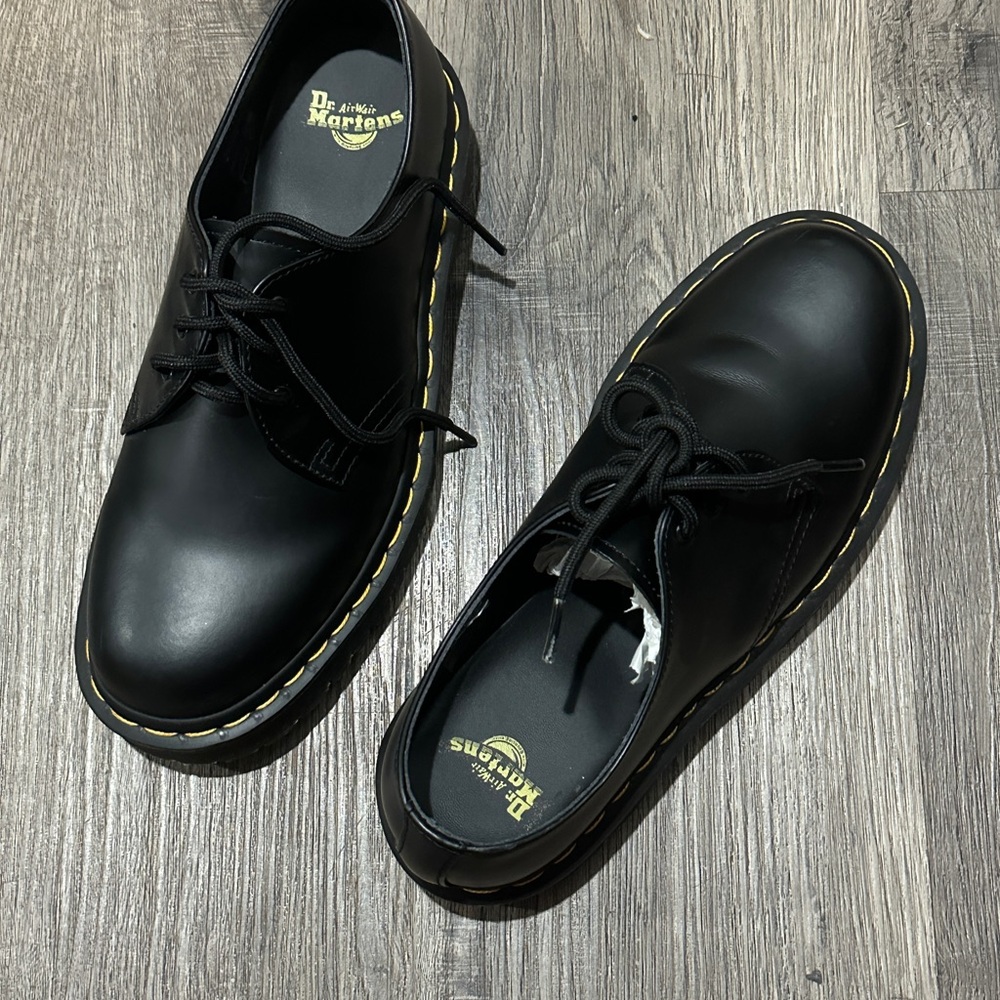Dr. Martens Black Oxfords with Yellow Stitching